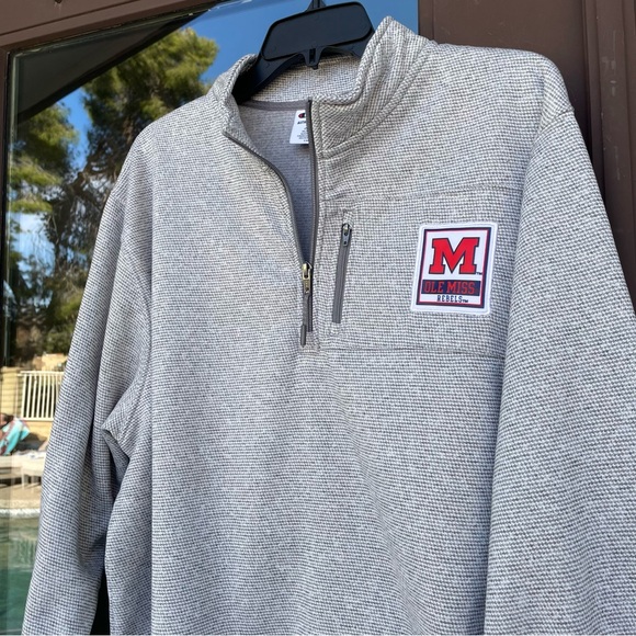 Champion Ole Miss Rebels Grey/White 1/4-Zip Fleece Pullover XL - Picture 2 of 13